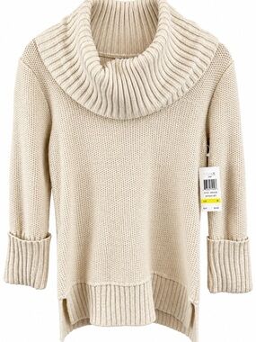 VERVE ami Antique Lace Cowl Neck Shimmer Knit Sweater Size M NWT